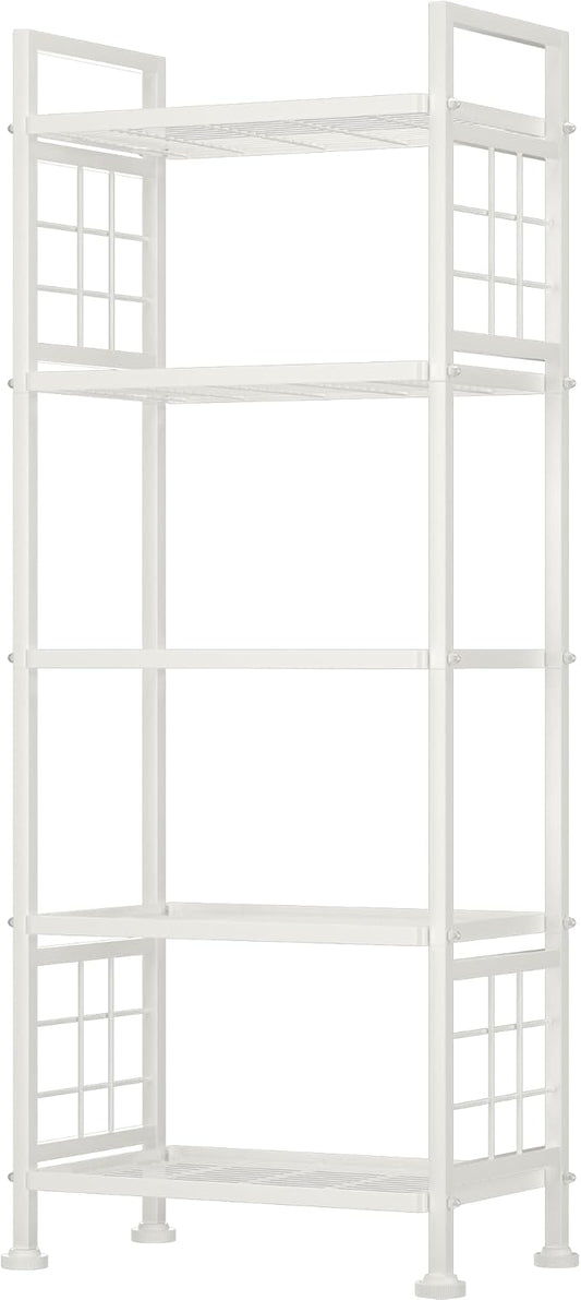 GIOTORENT 5-Wire Garage Shelving Storage Shelves, Metal Shelving Unit Pantry Rack, Kitchen Storage Adjustable Shelf 750Lbs Capacity for Laundry Kitchen Bathroom Organizer(White)