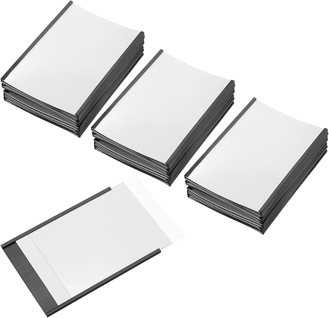 PATIKIL Magnetic Label Holder 4" x 3" with Paper Inserts, 50 Pcs C Channel Magnetic File Cabinet Labels Shelf Data Card Holder Signs for Metal Racks Shelves Whiteboard Tool Box