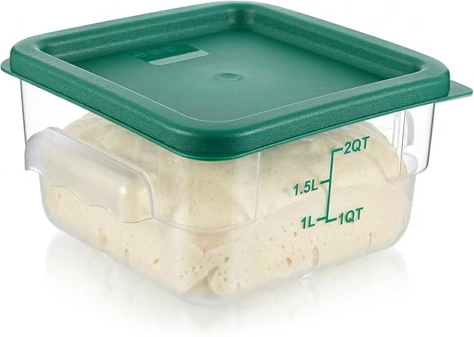 1 Pcs 2 Qt Square Food Storage Container with Lid, Clear Plastic Container with Lid and Scale in Green, Kitchen Organization Set for Home Kitchen, Restaurant Meal Prep