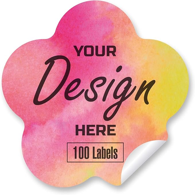 Custom Stickers Personalized Labels - Customized Stickers with Any Design Image Logo Text,Custom Thank You Label Stickers,Custom Stickers for Business Logo,100 Labels (Flower,6"x6")
