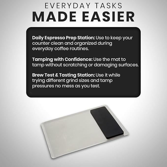 Rattleware Coffee Grinder Tray with Tamping Mat – Mess-Free Coffee Station Tray, Easy Clean Coffee Bar Accessory for Espresso Machine, Espresso Tamper and Coffee Organizer Station (13" x 9.75")