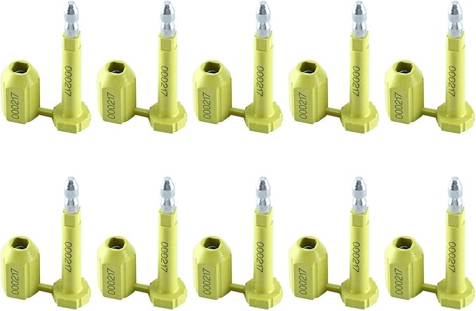 Amarine Made Bolt Seals (100PCS) Shipping Seal with Print Progressive Serial Numbering, Disposable One-Time Use Barrier Seals for Cargo Containers, Truck Trailers, Cargo Shipping Containers (Yellow)