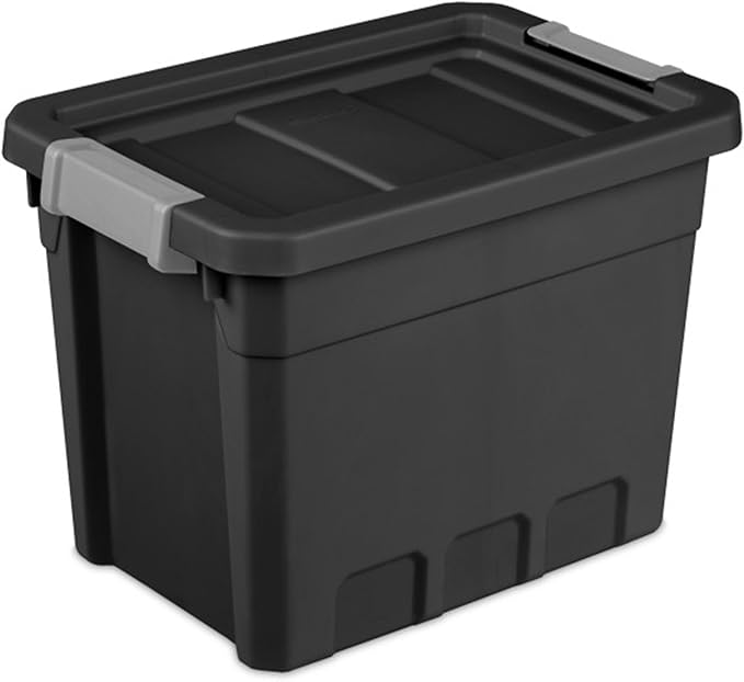 Sterilite 12-Pack Plastic Storage Bins with Lids, Stackable Containers, 7.5 Gallon, Black