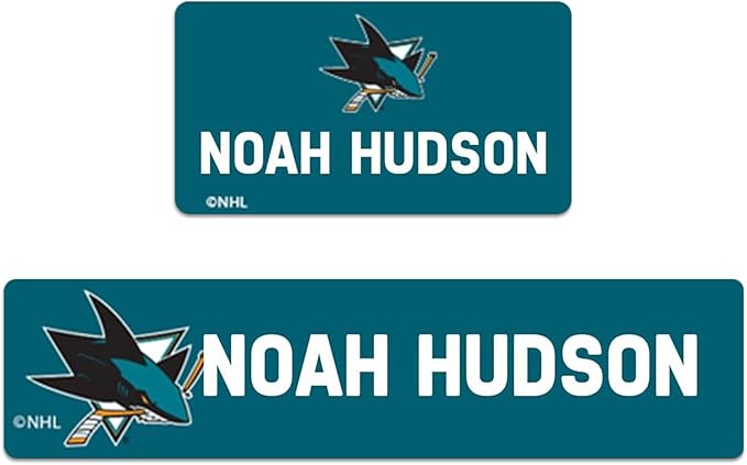 NHL Hockey Labels - Custom Peel and Stick, Waterproof Labels - Great for Organization, Sports, School, Day Camp Label - 155 Pack (San Jose Sharks)