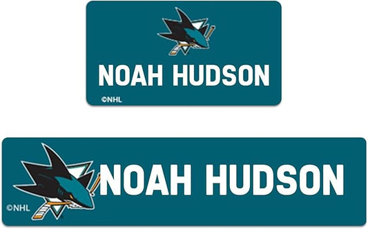 NHL Hockey Labels - Custom Peel and Stick, Waterproof Labels - Great for Organization, Sports, School, Day Camp Label - 155 Pack (San Jose Sharks)