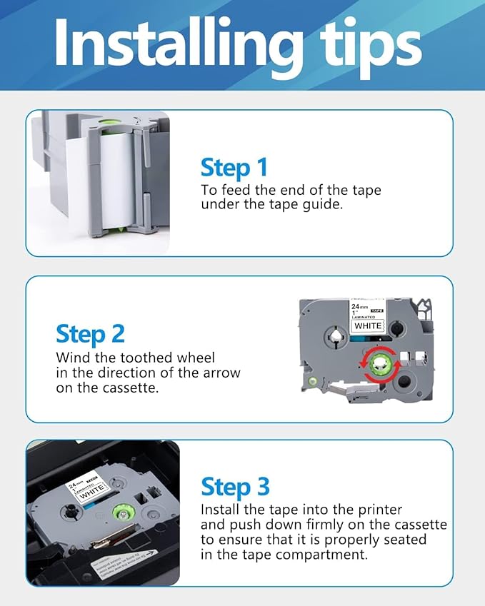 Weemay TZe-251 24mm 0.94 Laminated White Tape Compatible with Brother Label Maker Tape TZe251 TZ-251 TZ251 for PTouch PT-D600 PT-P700 PT-P750W PT-P900W Printer (1 in x 26.2 ft, Black on White) 6 Pack