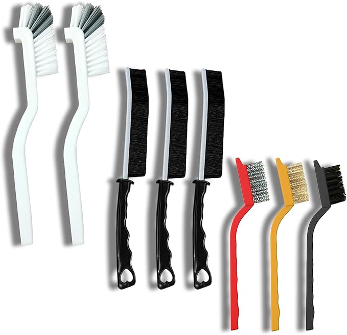 Crevice Cleaning Brush Set, Multi-Purpose Hard Bristle Brushes for Deep Cleaning Kitchen, Bathroom, Grout, Sink, Cup, Teapot, Bottle, Blender, Corners, Tight Spaces & More