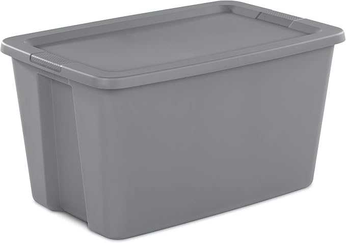 30-Gallon Storage Bins with Lids (2-Pack) – Heavy-Duty, Stackable Plastic Totes for Garage, Basement, Outdoor & Home Organization, Grey Weatherproof Containers