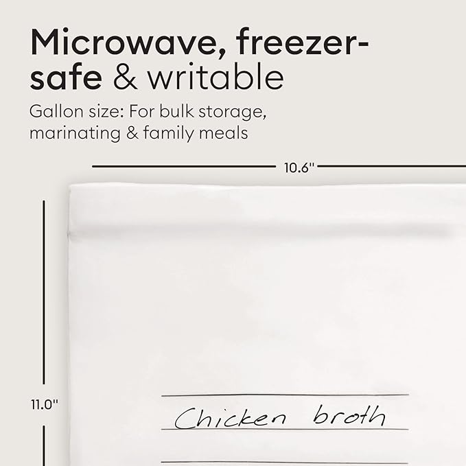 Vove Compostable Gallon Bags 30 Ct – PFAS-Free, BPI Certified, Freezer Safe with Airtight Seal for Meal Prep & Bulk Storage, Plant-Based