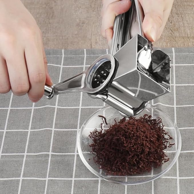 PRETYZOOM Stainless Steel Crank Grater Manual Rotary Cheese Shredder for Kitchen Use Grating Garlic and More Rustproof