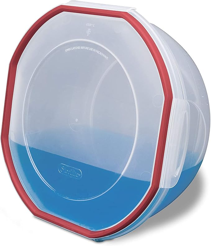 Sterilite Ultra-Seal 2.5 Qt Bowl, Airtight Food Storage Container, Plastic, Latching Lid, Microwave and Dishwasher Safe, Clear With Red Gasket, 1-Pack