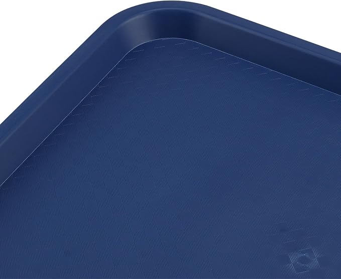 ZOENHOU 6 Pack 14 x 10 Inch Plastic Fast Food Tray, Rectangular Cafeteria Trays Food Serving Tray Bulk, Plastic Lunch Trays for Serving Food Home Restaurant Dinning Room Organization, Blue