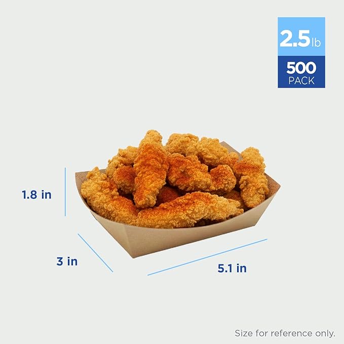 Karat FP-FT250K Kraft Paper Food Serving Tray, 2.5lb Capacity, for Appetizer, Fried Meals, Chicken Wings, Pack of 500