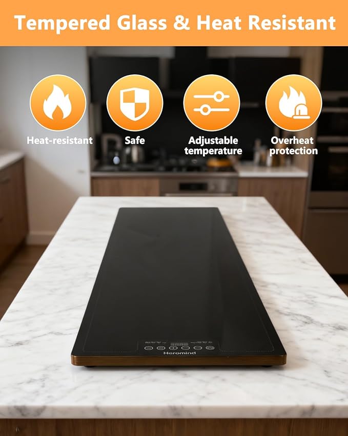 Electric Warming Tray,Extra Large Food Warming Mats with Temp-Settings & Timmer,Full Surface Heating Electric Food Warmer Mat Keep Food Warm at Buffet, Party, Sabbath, Daily Use (XXXL(47 * 14"))