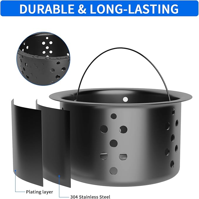 POPFLY SUS 304 Stainless Steel Deep Sink Strainer Basket – Fits Standard 3-1/2" Kitchen Drains, 2.5" Replacement Option – Removable Drain Basket with Handle for Easy Food Debris Cleaning, Black