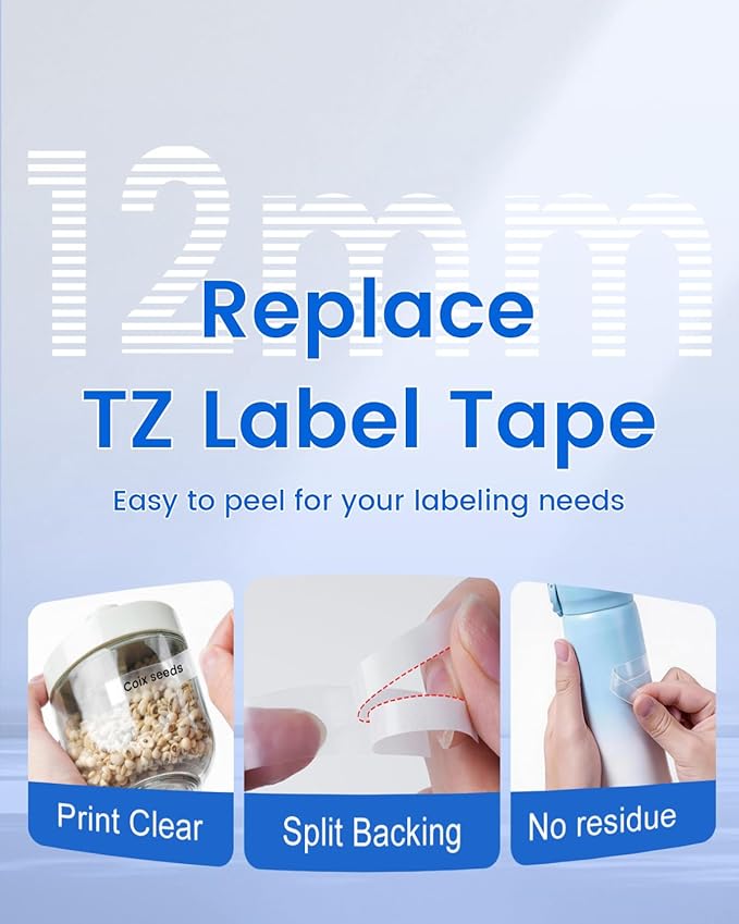 TZe-131 TZe131 Tz Tape 12mm 0.47 Laminated Clear Compatible with Brother P Touch Label Tape 12 mm Black on Clear for P Touch PT-D210 D200 D220 H100 H110 Label Maker Refill, 1/2 inch x 26.2 ft, 4-Pack
