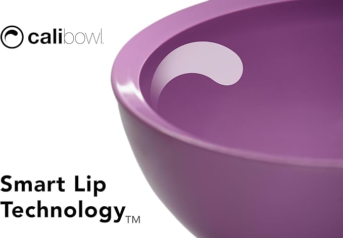 CaliBowl 5-Piece Non-Spill Plastic Mixing Bowl Set - Reusable Nesting Kitchen Bowls with Concave Inner Lip and Non-Slip Base - Ideal for Baking, Prepping, Cooking and Serving - Dusty Plum