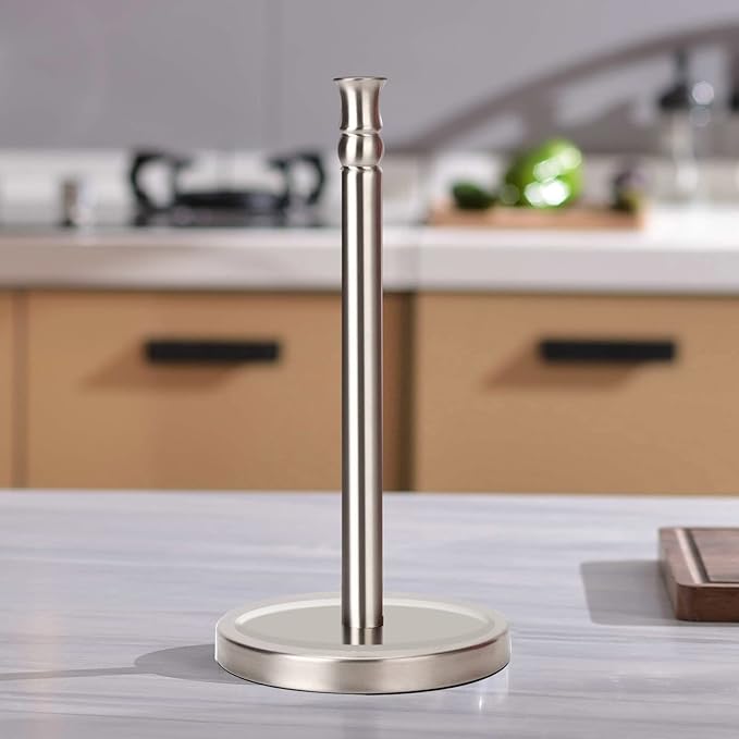 Siwil Paper Towel Holder Countertop, One-Handed Ripping Paper Towel Roll Holder Freestanding, Heavy Base Rust-Proof, One Hand Pull and Tear, NOT Tip Over