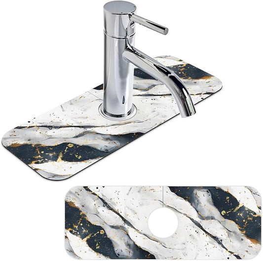 1 PC 15.4*5.7 Inch Absorbent Faucet Mat for Kitchen Sink Splash Guard Fast Drying Kitchen Faucet Mat for Bathroom Kitchen Marble