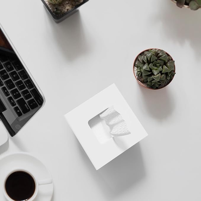 HIIMIEI Acrylic Tissue Box Cover Decorative Square Tissue Holder Napkin Dispensert for Bathroom-White