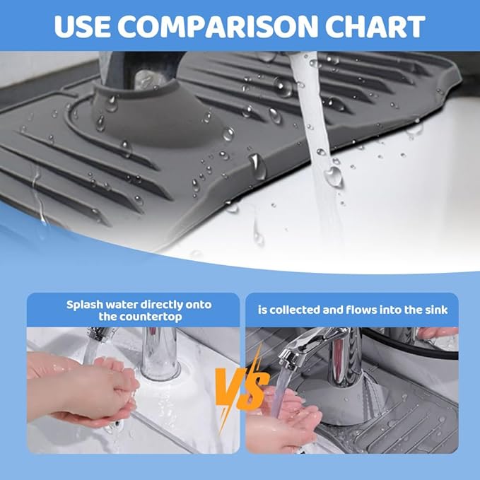 Faucet Guard And Draining Mat For Sink 2024 New Update Faucet Mat For Kitchen Sink,Kitchen Sink Splash Guard,Sink Splash Guard,Faucet Mat (white, A)