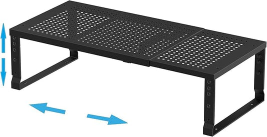 Wobmmi Expandable,Adjustable & Stackable Spice Rack, Cabinet Kitchen Countertop Shelf Organizer,Metal Pantry Storage Shelves - Space-Saving Storage Solution(1Pack/Black/Medium)