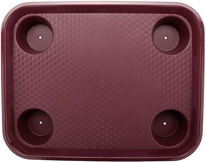 G.E.T. FT-20-BU BPA-Free Stackable Cafeteria / Fast Food Tray, 17" x 14", Burgundy (Set of 12)