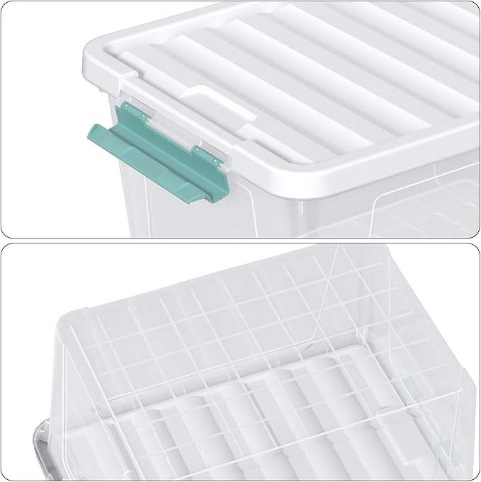 Ramddy 32 Quart Clear Storage Bin with Lid, 6-Pack Plastic Storage Box