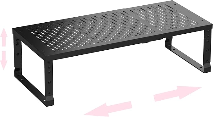 Asiingkel Metal Stackable Expandable Storage Shelf - Multi-Functional Home Storage Shelf, Suitable for Kitchen, Cabinet，Bathroom, Office, Garage, etc.（1PACK/Black/Medium