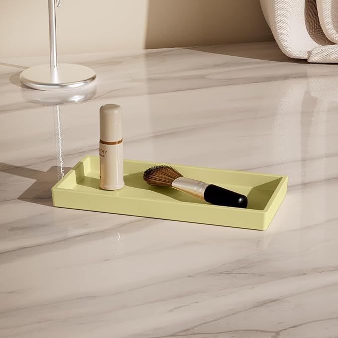 Mriluvy Vanity and Bathroom Tray, 6.3" ABS Countertop Organizer,Waterproof Vanity Tray for Toilet Tank,Perfume,Soap,Keys,Bathroom Accessories,Kitchen and Bath Trays,Non Slip Small Trays,Gold