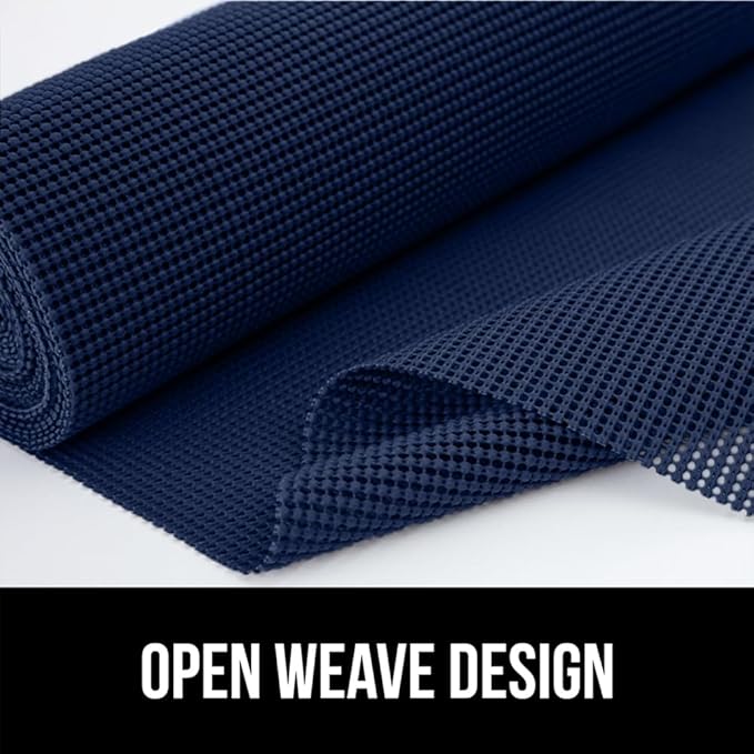 GORILLA GRIP powerGRIP Drawer Shelf and Cabinet Liner, Thick Strong Hold, Non-Adhesive Liners Protect Kitchen Cabinets and Cupboard, Bathroom Drawers, Easy Install, Breathable Mat, 20" x20', Navy Blue