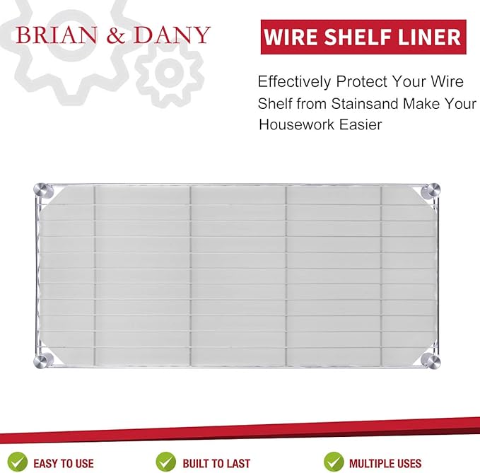 BRIAN & DANY Wire Shelf Liner, Heavy Duty Shelf Liners for Wire Shelving, Waterproof Shelf Mats, Set of 5 (14-Inch-by-36-Inch)