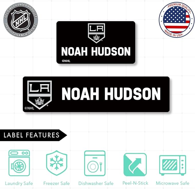 NHL Hockey Labels - Custom Peel and Stick, Waterproof - Great for Organization, Sports, School, Day Camp Labels - 155 Pack (Los Angeles Kings)