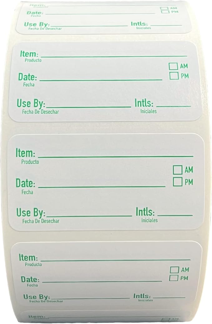 2x1 Removable Food Labels for Containers, 1000 Freezer Food Labels Stickers, Bottle Labels for Storage Bins, Sticker Labels for Food Containers, Removable Labels Easy Peel Off (1000, Green)