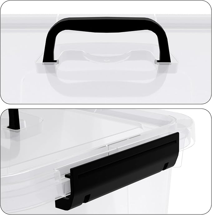 12 Quarts Clear Latch Storage Bins with Lid, Clear Plastic Storage Latching Box with Handle, 6 Packs