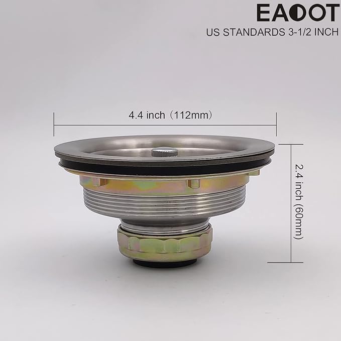 3.5 Inch Nickel Sink Drain Assembly with Strainer Basket Stopper, 304 Stainless Steel Sink Strainer and Stopper