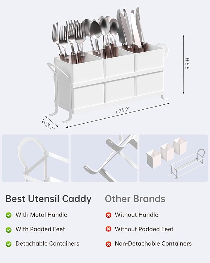 GaryVault White Kitchen Utensil Holder - Chic Silverware Holder for Party, Compact and Versatile Utensil Caddy, Ideal for Countertop and Party Use
