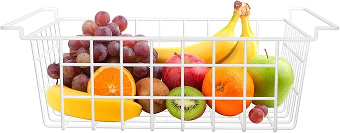 Orgneas 17.5" Chest Freezer Organizer Bins Deep Freezer Basket Storage Rack Bins Metal Wire Baskets Large Size 2Pcs