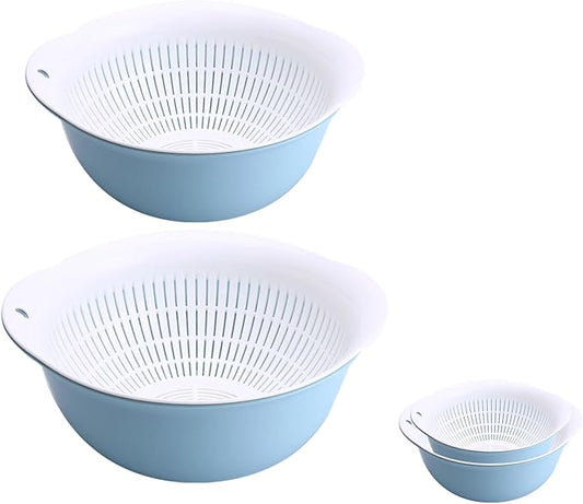 LUMUMIX Colander Bowl Set of 2, Nesting Large Capacity Plastic Food Strainer for Pasta, Vegetables and Fruits Washing Draining Basket, Space Saving, BPA Free