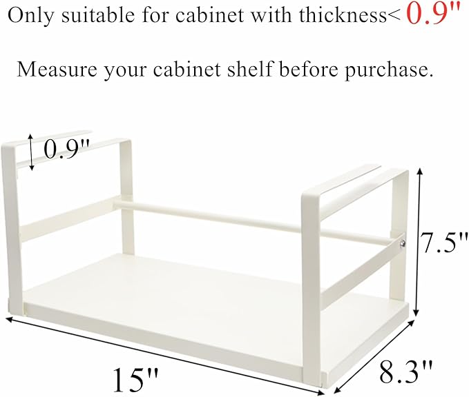 Tebery 2 Pack Under Shelf Storage Basket Sturdy, Slide-in Hanging Storage Basket for Kitchen, Metal Under Cabinet Shelves Organizer Rack, Space Saver Basket Shelf for Cabinet, Pantry, Desk, Cupboard