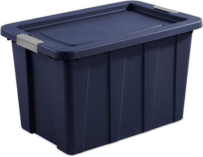 Sterilite 8-Pack Storage Bins with Lids, Heavy Duty Totes, Tuff1, 30 Gallon, Dark Indigo