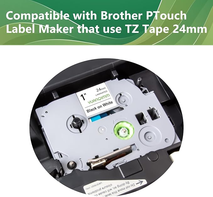 6-Pack TZe251 24mm 0.94 Label Tape Compatible with Brother TZe-251 TZe 24mm 0.94 Laminated White Tape TZ-251 Replacement for Brother PTouch PTD600 PT-P710BT Label Maker