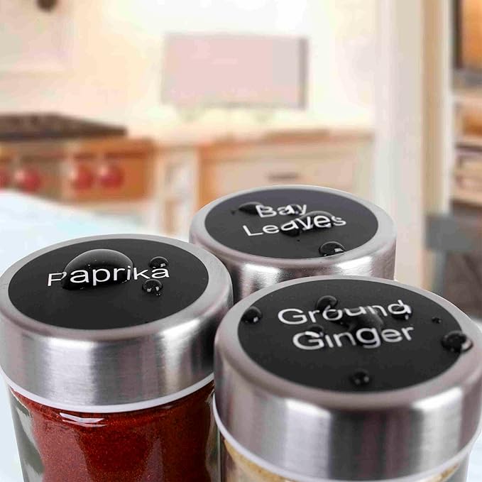 Orii Spice Labels - Black Round - 160 Pre-Printed +20 Blank