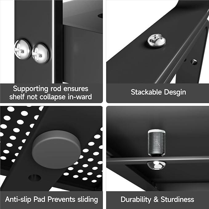 DPZM 2Pack 16.5-27’’L Expandable Stackable Cabinet Shelves, Adjustable Spice Rack Cabinet Shelf Organizer for Kitchen, Countertop, Pantry and Cupboard, Black