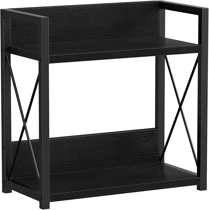 Giikin Kitchen Countertop Organizer, 2 Tier Coffee Bar Organizer, Black Spice Rack for Counter, Kitchen Counter Shelves (Black, L)