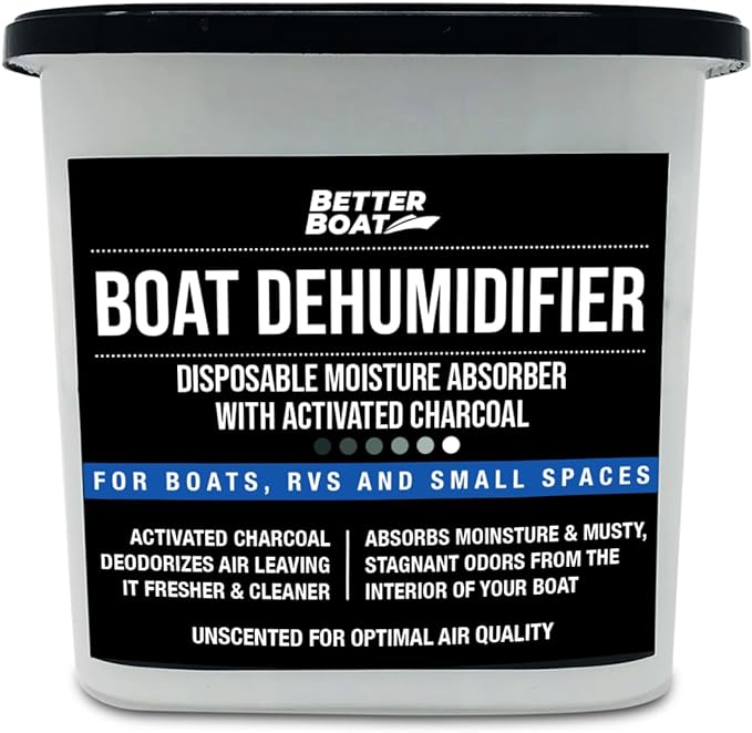 Moisture Absorber and Boat Dehumidifier, Charcoal Odor Remover for Damp Smell and Humidity, Unscented and Fragrance-Free, 1 Pack, Ideal for Basement, Closet, Home, RV, or Boating, No Refill Needed