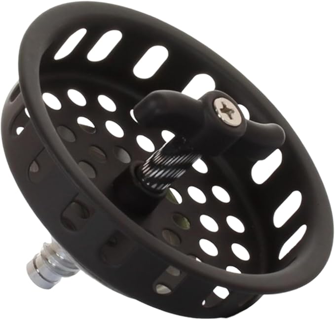 Mr. Scrappy 3.5" Sink Drain Assembly with Twist Lock Basket Strainer, Solid Brass, Black