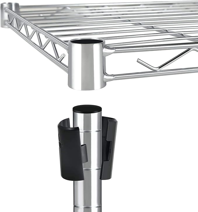 YSSOA Heavy Duty 5-Shelf Storage Shelves, 1750Lb Loading Capacity, 35.43" W x 17.72" D x 70.87" H Adjustable Shelving Unit with Wheels, Chrome, 1 Pack