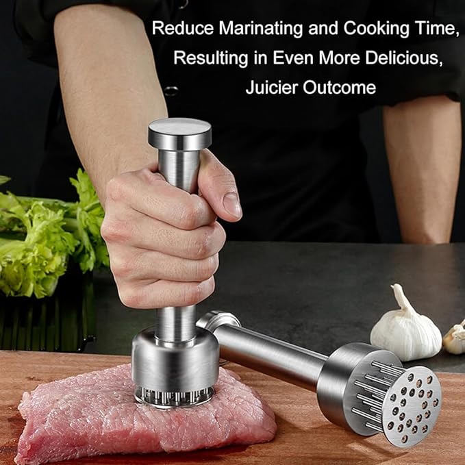 Stainless Steel Meat Tenderizer Tool, 21 Sharp Needles, Meat Piercing, Tenderizing Steak, Beef, Chicken, Pork, Barbecue, Marinating, Small Meat Grinder