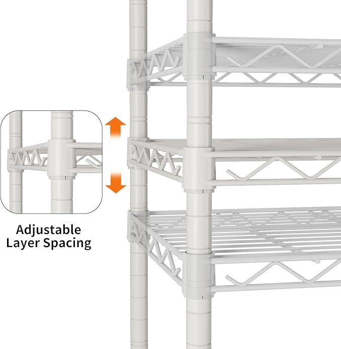 SINGAYE 4 Small Shelves Storage Shelf Wire Shelving Unit Metal Shelf Adjustable Organizers Storage Shelving with Wheels for Bathroom Laundry Room Kitchen Pantry11.5”D x 17.5”W x 30.5”H White
